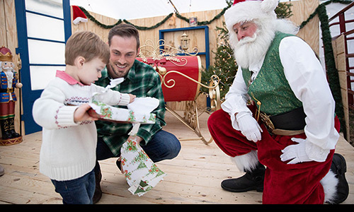 Santa giving a gift